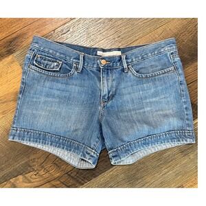 Y2K Old Navy Womens Mid-Rise Denim Shorts Size 12 Blue 100% Cotton Cuffed Hem